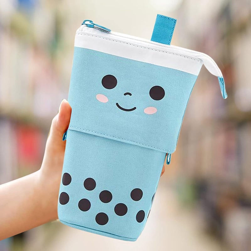 woobles Cute Pencil Case Sliding Unique Telescopic Pencil Bag Milk Tea Shape Retractable Storage Bag Cosmetic Bag 1PC - Image 3